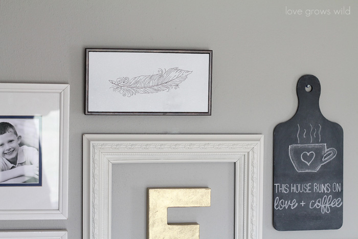 Learn how to create a fun, personal, and creative Gallery Wall for LESS THAN $20! Yes, you CAN decorate an entire wall for that cheap! Get all the best tips and tricks from LoveGrowsWild.com