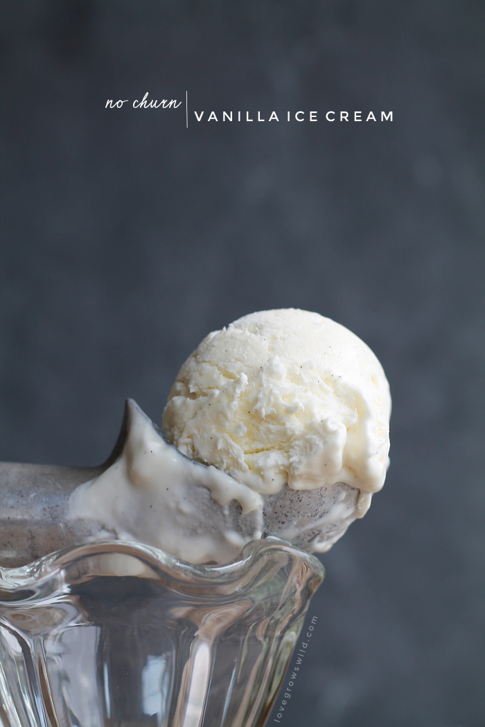No-Churn Vanilla Ice Cream Recipe - perfectly creamy vanilla ice cream made without a machine! So easy and only 3 ingredients! | LoveGrowsWild.com