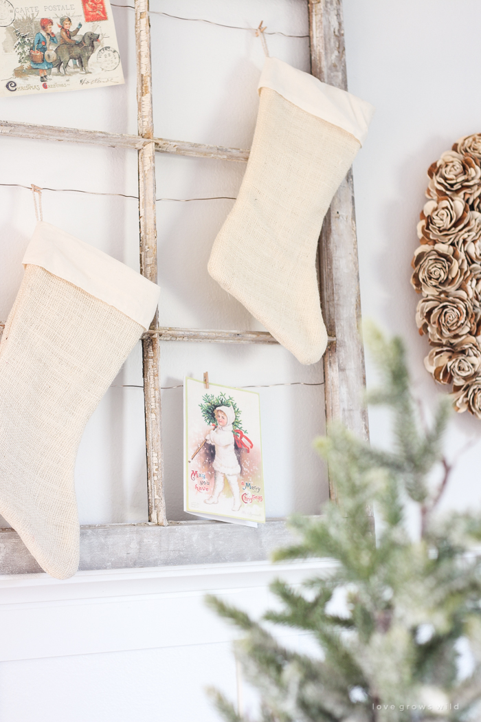 A beautiful farmhouse table decorated for the holidays!