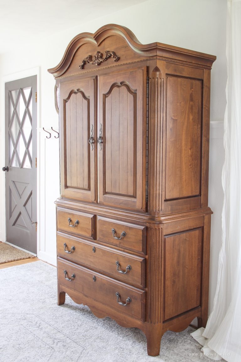 Armoire Makeover + How to Antique Furniture Love Grows Wild