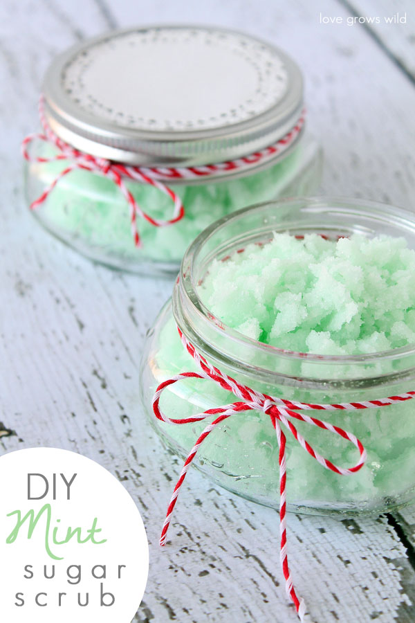 This Homemade Mint Sugar Scrub is easy to make and a great DIY gift idea!