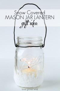 Snow-Covered Mason Jar Lantern - a great holiday gift idea!