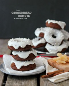 Baked Gingerbread Donuts with Lemon Yogurt Glaze