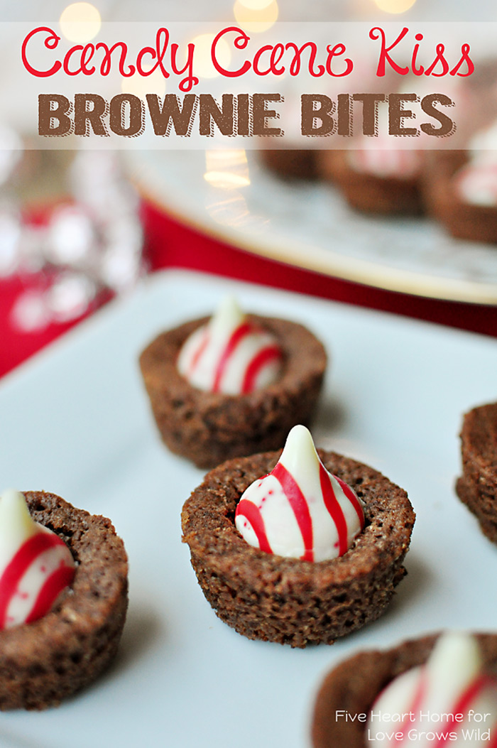 Candy Cane Kiss Brownie Bites