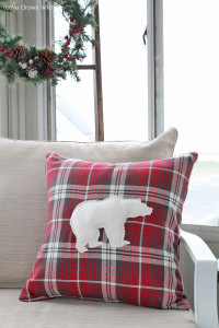 Create a DIY Flannel Polar Bear Pillow Cover to decorate for winter!
