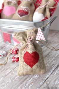Valentine Burlap Gift Bags