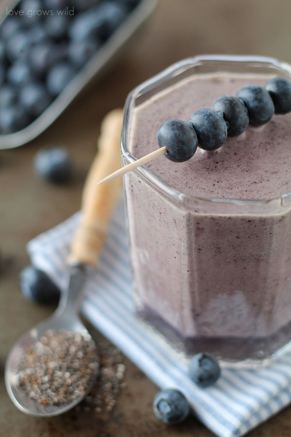 This thick, fruity Blueberry Pomegranate Smoothie is packed full of protein and healthy vitamins to keep you full and satisfied for hours! Try it as a meal replacement for breakfast or lunch!
