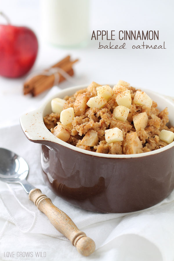 Apple Cinnamon Baked Oatmeal - Soft, sweet apples baked into creamy, cinnamon-infused oatmeal is a delicious way to start the morning! | LoveGrowsWild.com