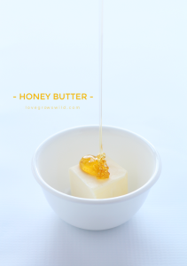 Spread this easy, 2 ingredient Honey Butter on biscuits, pancakes, and more for a delicious, sweet and buttery flavor! | LoveGrowsWild.com