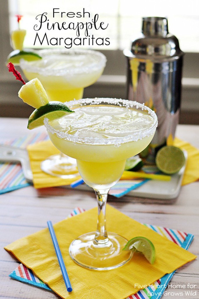 Fresh Pineapple Margaritas made with fresh lime juice and pineapple purée! | LoveGrowsWild.com