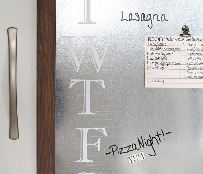 This Galvanized Metal Menu Board works with dry erase markers and is magnetic too! A great multi-functional piece! Tutorial at LoveGrowsWild.com