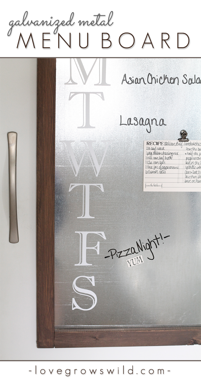 Wall Mounted Galvanized Silver Metal Dry Erase Board Calendar with Brown Wooden Frame