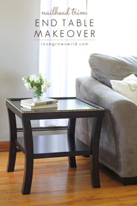 Give your furniture a high-end, custom look with nailhead trim! Come see how easy it is! | LoveGrowsWild.com