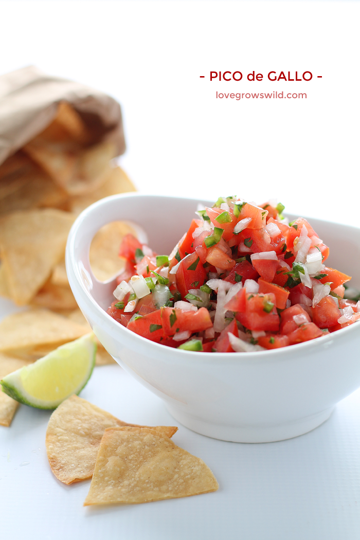 Fresh, easy, and healthy too! This Pico de Gallo recipe is perfect for snacking or as a side with your favorite Mexican dishes! | LoveGrowsWild.com