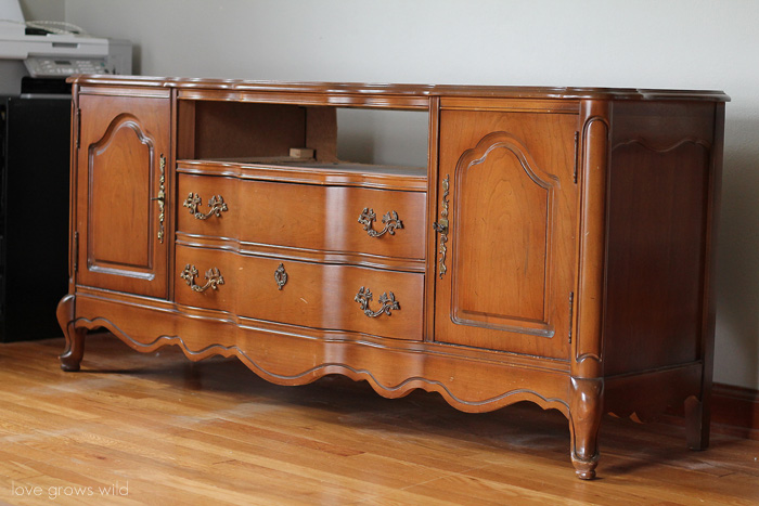 Refinished Media Console With Chalk, How To Paint An Antique Buffet Table
