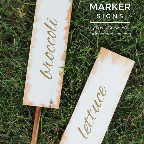 Make some gorgeous white and gold garden marker signs for your garden! by LoveGrowsWild.com