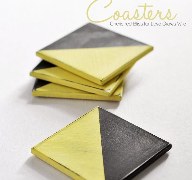 Learn how to make these fun Distressed Color Blocked Coasters! | LoveGrowsWild.com