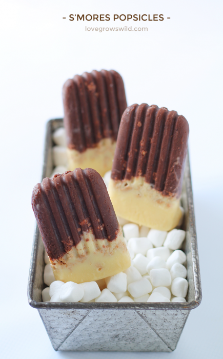 This recipe turns a favorite summertime snack into a delicious frozen treat! Learn how to make S'mores Popsicles at LoveGrowsWild.com