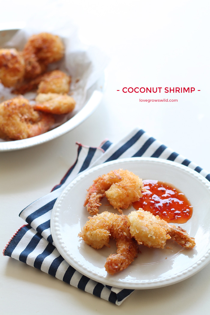 How to make Coconut Shrimp at home! This recipe for crispy coconut shrimp makes a delicious appetizer OR main dish! | LoveGrowsWild.com