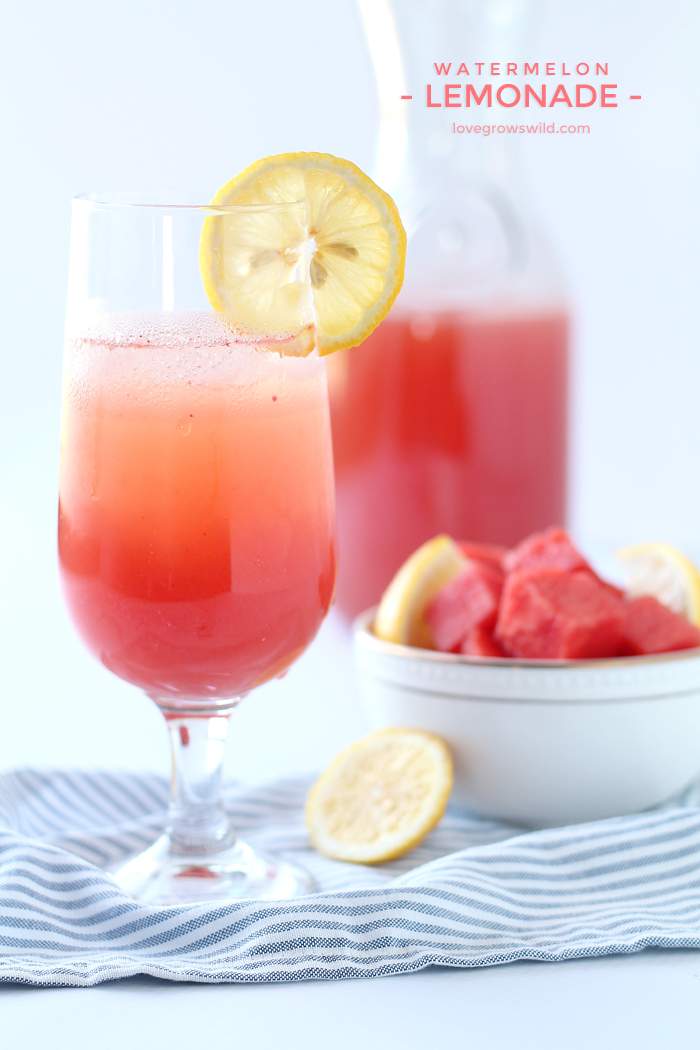 Watermelon Lemonade is easy to make and super refreshing! Go ahead and pour yourself a glass of this sweet and fruity drink! | LoveGrowsWild.com