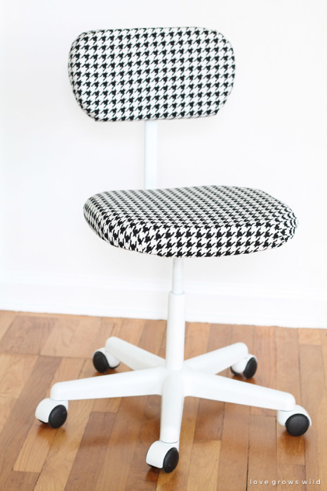 A cheap thrift store find turned into a sleek and stylish new office chair! See the transformation at LoveGrowsWild.com