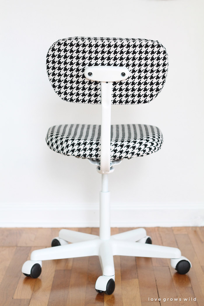 A cheap thrift store find turned into a sleek and stylish new office chair! See the transformation at LoveGrowsWild.com