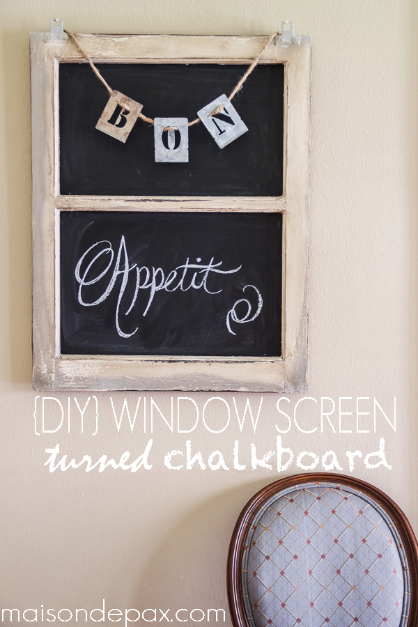 Turn an old window screen into a versatile chalkboard with this simple tutorial at LoveGrowsWild.com!