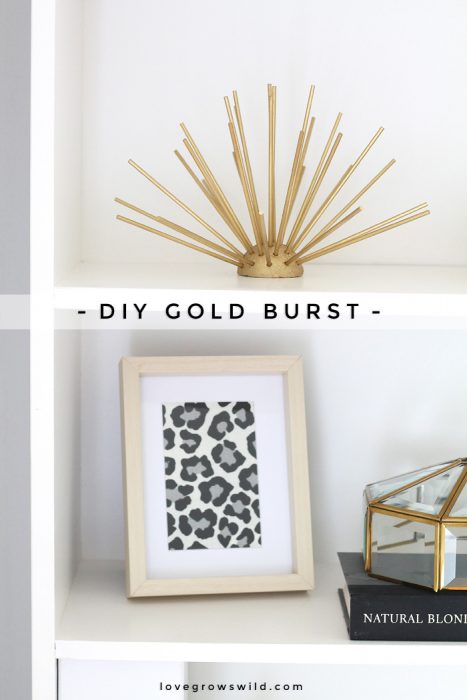 This DIY Gold Burst is easy to make and looks fabulous on a table or bookshelf! Learn how to make this DIY decor at LoveGrowsWild.com
