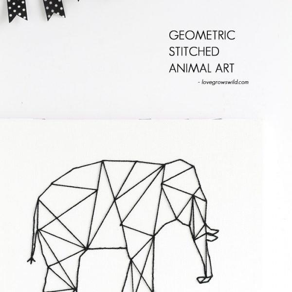 The perfect piece of art to add a little whimsy to any space! Learn how to make this Geometric Stitched Animal Art at LoveGrowsWild.com