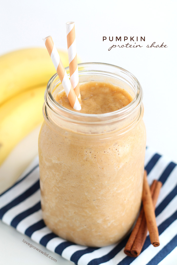 Turn your protein shake into a delicious pumpkin treat! Healthy, satisfying, and super tasty! | LoveGrowsWild.com