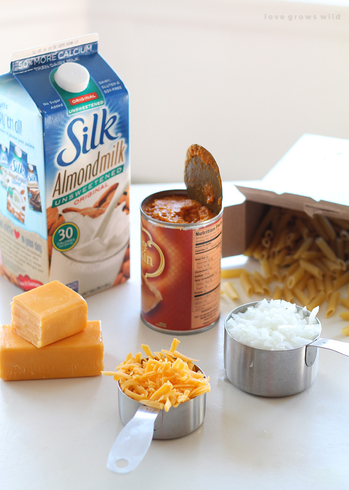 Pumpkin isn't just for dessert anymore! This Cheesy Pumpkin Pasta Bake is super creamy and SO delicious! | LoveGrowsWild.com