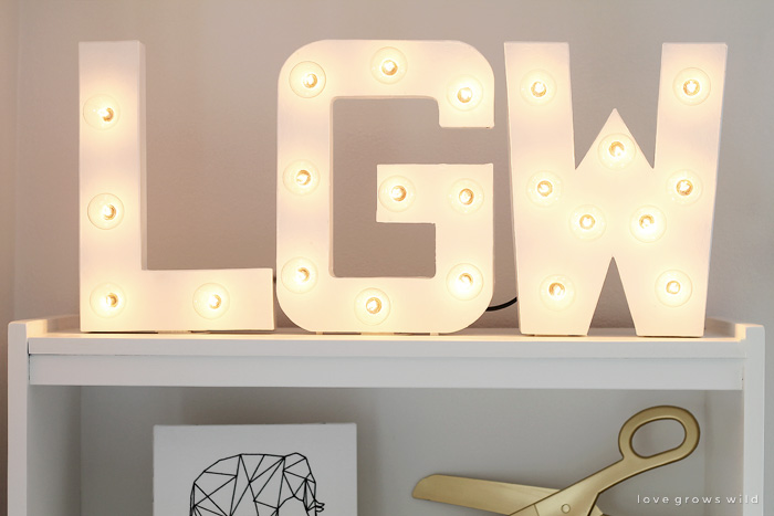 Step-by-step instructions to create gorgeous DIY Marquee Letters for your home! Click for details at LoveGrowsWild.com