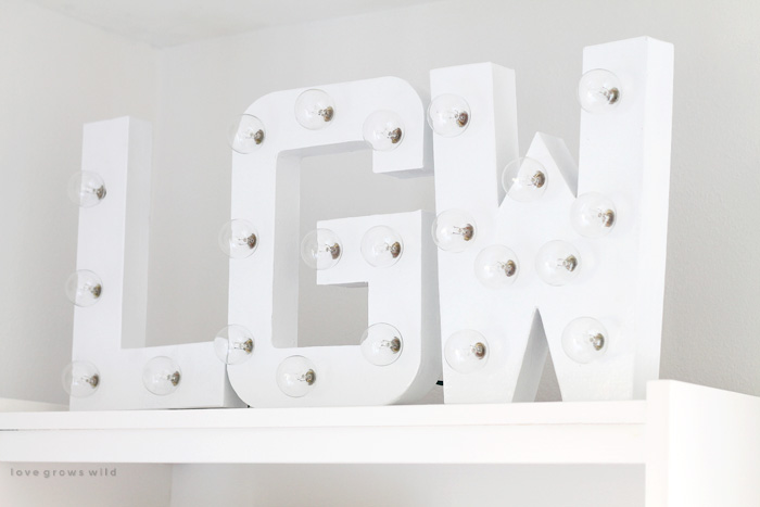 Step-by-step instructions to create gorgeous DIY Marquee Letters for your home! Click for details at LoveGrowsWild.com