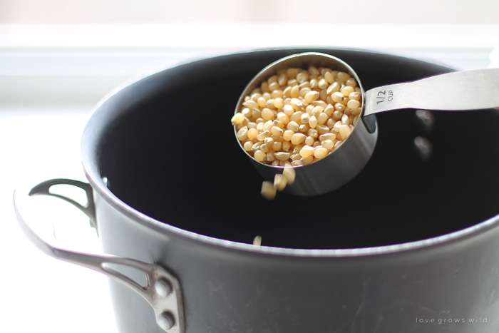 Learn how to make homemade caramel corn from scratch! It's easier than you think! Step-by-step instructions at LoveGrowsWild.com
