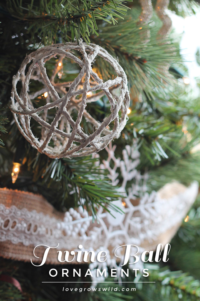 These handmade Twine Ball Ornaments are perfect for adding a little rustic charm to your tree! See details at LoveGrowsWild.com