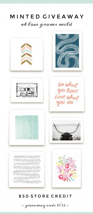 Decorate your home with some new art prints from Minted.com! Enter to win at LoveGrowsWild.com - Hurry, ends 11/13!