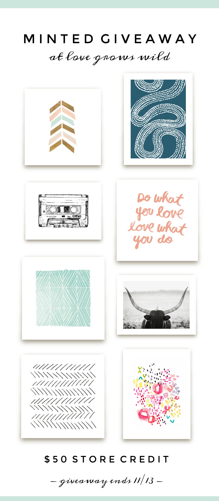 Decorate your home with some new art prints from Minted.com!  Enter to win at LoveGrowsWild.com - Hurry, ends 11/13!