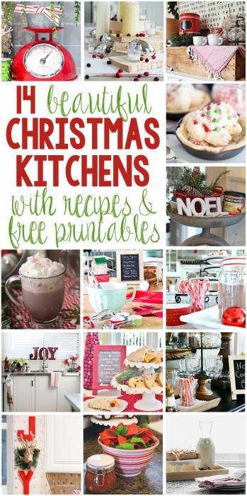 14 Beautiful Christmas Kitchens with Recipes and Free Printables - Get the details at LoveGrowsWild.com