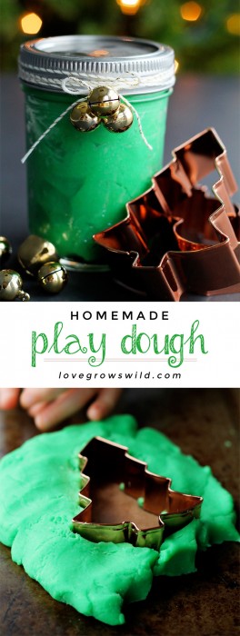 Learn how to make your own play dough at home! Fast, easy, and keeps the kids entertained for hours! Details at LoveGrowsWild.com