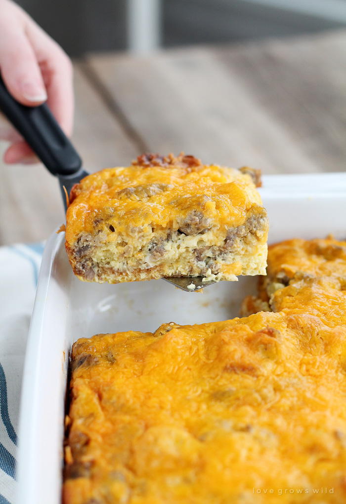 Sausage and Cheese Breakfast Casserole - Love Grows Wild