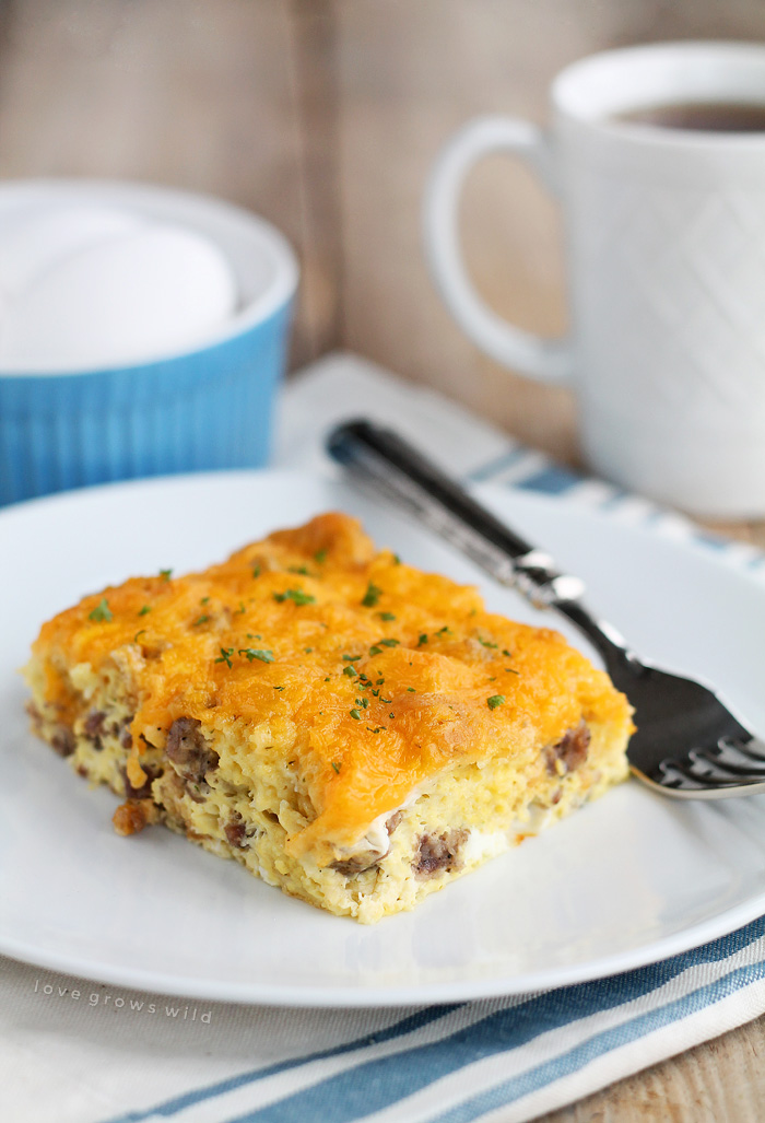 Sausage and Cheese Breakfast Casserole - Love Grows Wild