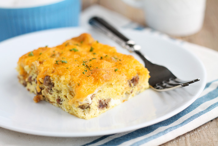 breakfast sausage egg casserole without bread