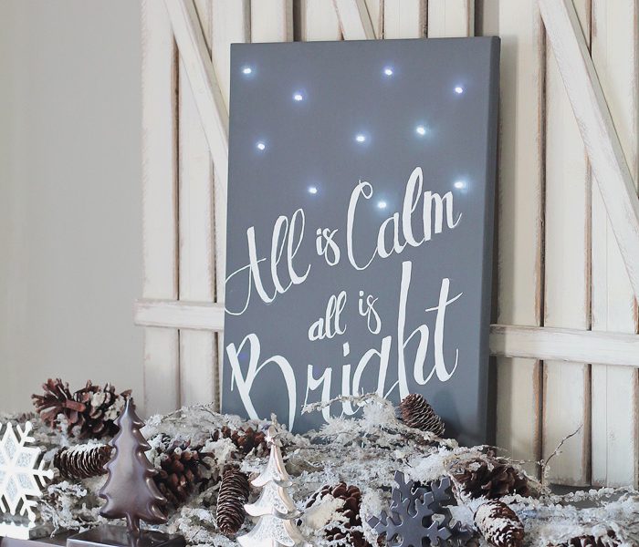 Silent Night Twinkle Light Canvas - Learn how to make this festive canvas art to light up your holiday! Details at LoveGrowsWild.com