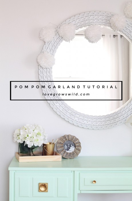Learn how to make this super-sized Pom Pom Garland! Detailed tutorial and how-to video at LoveGrowsWild.com