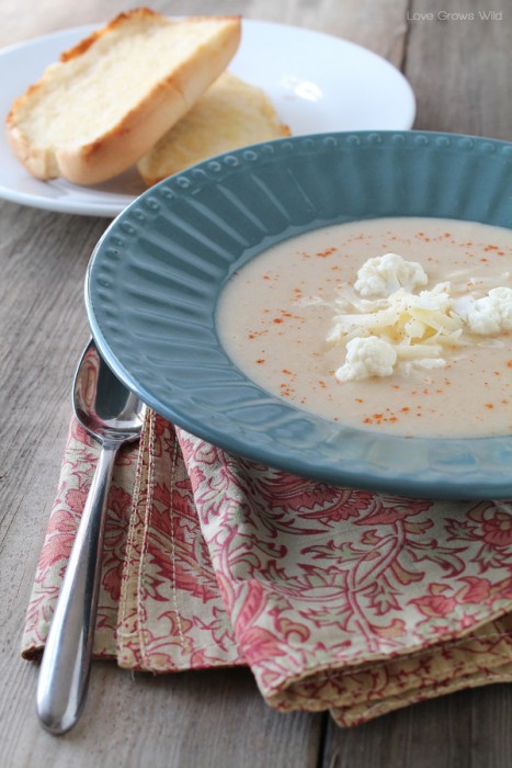 Creamy Cheesy Cauliflower Soup | LoveGrowsWild.com