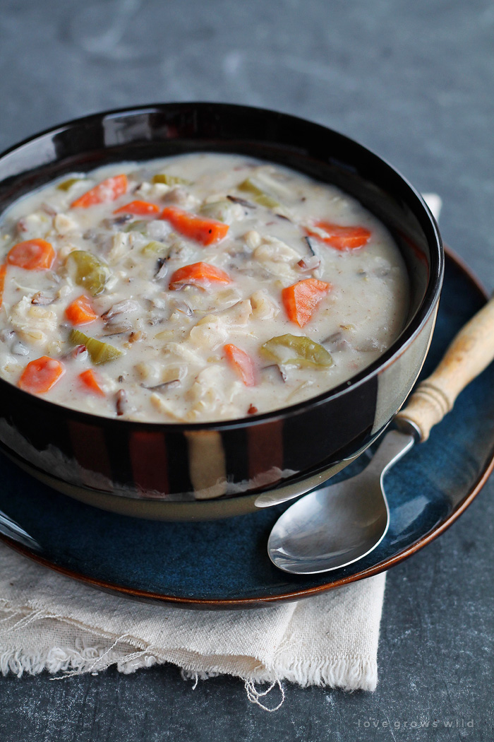 Slow Cooker Chicken Wild Rice Soup - Love Grows Wild