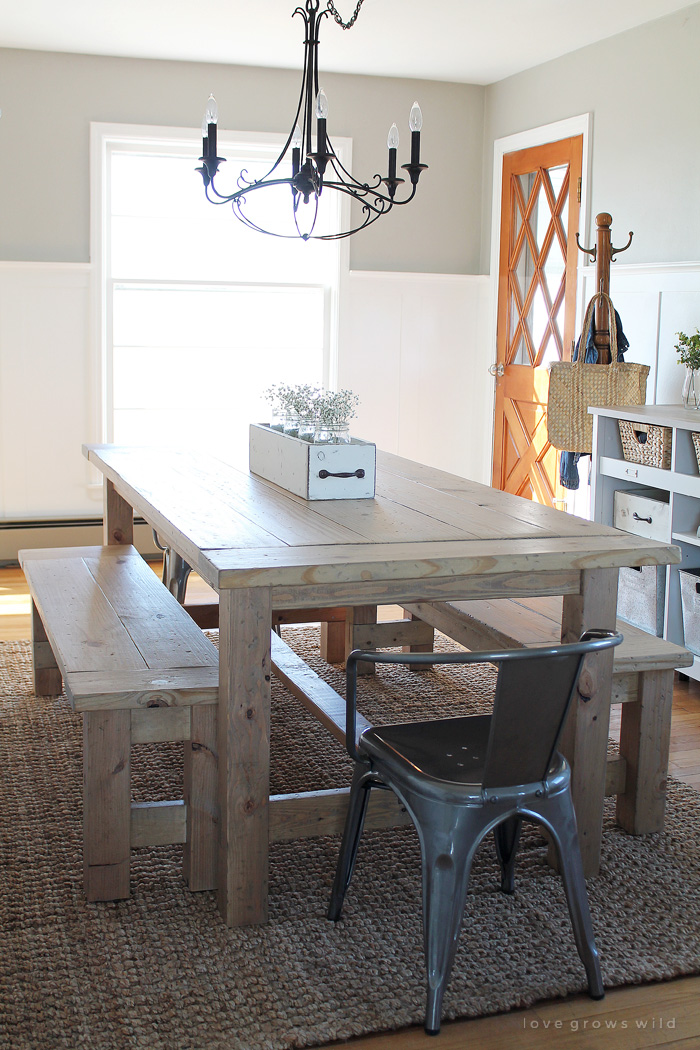 Large farmhouse best sale table with bench