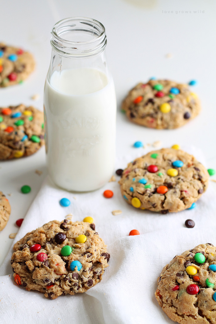 Peanut Butter M&M} Monster Cookie Ice Cream - Creme De La Crumb