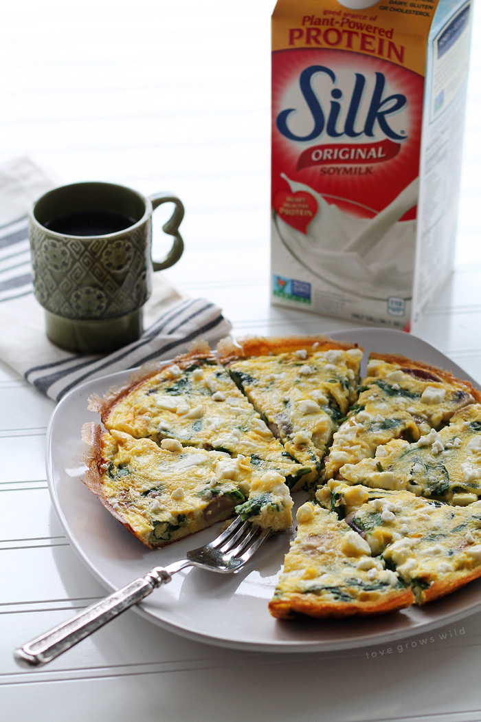 A healthy frittata is a quick and easy meal for any time of day! Try this Spinach Mushroom Feta version from LoveGrowsWild.com