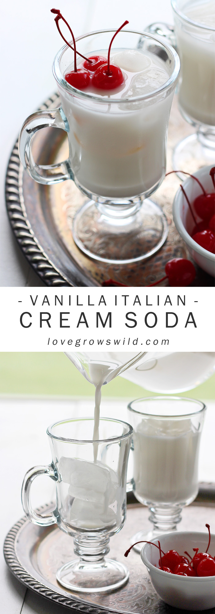 Learn how to make Italian Cream Sodas at home! This cross between creamy vanilla ice cream and fizzy soda is the perfect sip when you want a sweet treat. Get the recipe at LoveGrowsWild.com